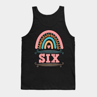 Kids Six Years Old Rainbow 6Th Birthday Girls Tank Top